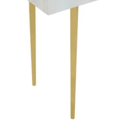 Boho White Mango Wood And Gold Metal 2 Door Tall Sideboard Cabinet