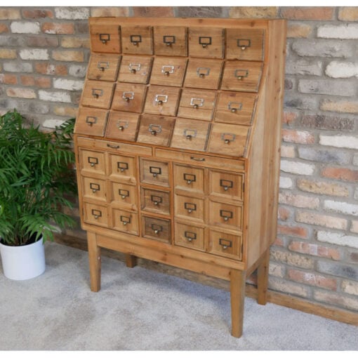 Industrial Boho Rustic Multi Drawer Apothecary Solid Reclaimed Wood Cabinet