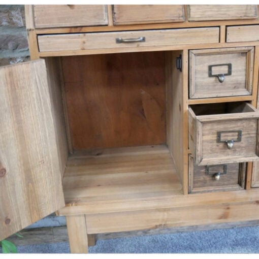 Industrial Boho Rustic Multi Drawer Apothecary Solid Reclaimed Wood Cabinet