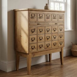 Industrial Boho Rustic Multi Drawer Apothecary Solid Reclaimed Wood Cabinet