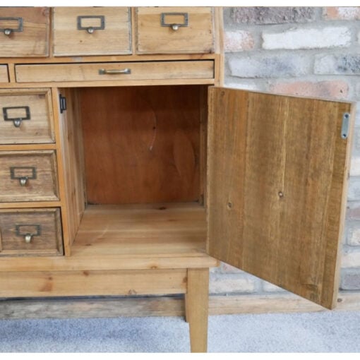 Industrial Boho Rustic Multi Drawer Apothecary Solid Reclaimed Wood Cabinet