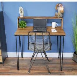 Industrial Rustic Black Metal And Solid Mango 2 Tier Desk