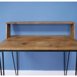 Industrial Rustic Black Metal And Solid Mango 2 Tier Desk
