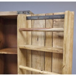 Industrial Rustic Large Solid Mango Wood 2 Door Cabinet With Wheels 180cm