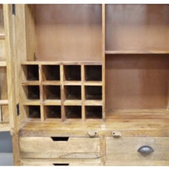 Industrial Rustic Large Solid Mango Wood 2 Door Cabinet With Wheels 180cm
