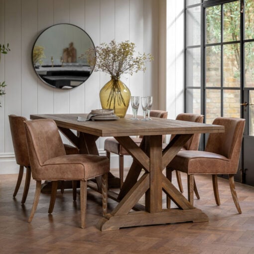 Rustic Country Farmhouse Solid Light Mango Wood 8 Seater Dining Table 220cm