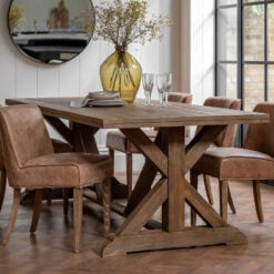 Rustic Country Farmhouse Solid Light Mango Wood 8 Seater Dining Table 220cm