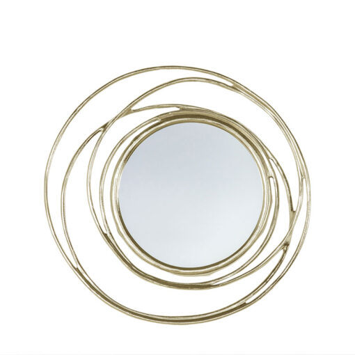 Art Deco Looping Circles Satin Gold Metal Wall Mirror 66cm