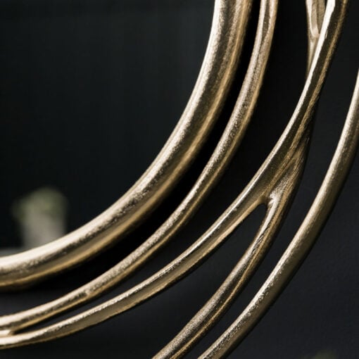 Art Deco Looping Circles Satin Gold Metal Wall Mirror 66cm
