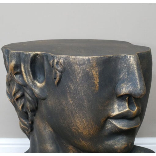Boho Black And Gold Resin David Head Bust Side Table