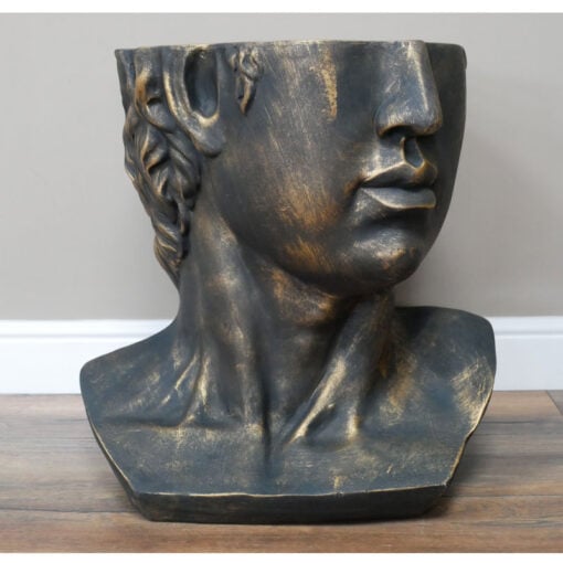 Boho Black And Gold Resin David Head Bust Side Table