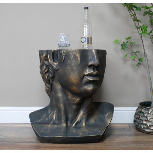 Boho Black And Gold Resin David Head Bust Side Table