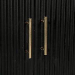 Boho Black Solid Mango Wood And Gold Metal 2 Door Sideboard With White Marble Top
