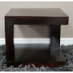 Boho Dark Mahogany Brown Solid Mango Wood 2 Tier Side Table End Table 45cm