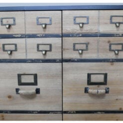 Boho Industrial Black Metal And Solid Wood 4 Door Apothecary Look Cabinet Sideboard 120cm