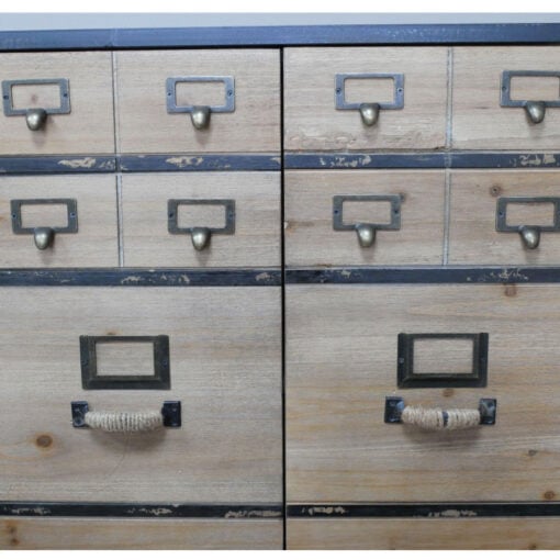 Boho Industrial Black Metal And Solid Wood 4 Door Apothecary Look Cabinet Sideboard 120cm