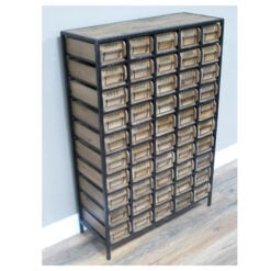 Boho Industrial Solid Fir Wood Multi Drawer Apothecary Numbered Tall Cabinet 115cm
