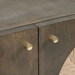 Boho Japandi Ash Grey Coloured Solid Mango Wood And Woven Jute Sideboard 145cm