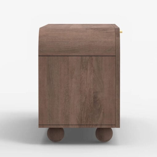 Boho Japandi Walnut Coloured Solid Mango Wood And Woven Jute Arched Sideboard 145cm