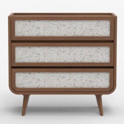 Boho Japandi Walnut Mango Wood And Stone Inlay 3 Drawer Chest Of Drawers