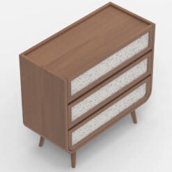 Boho Japandi Walnut Mango Wood And Stone Inlay 3 Drawer Chest Of Drawers
