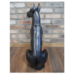 Boho Large Sitting Great Dane Black Resin Dog Statue 66cm