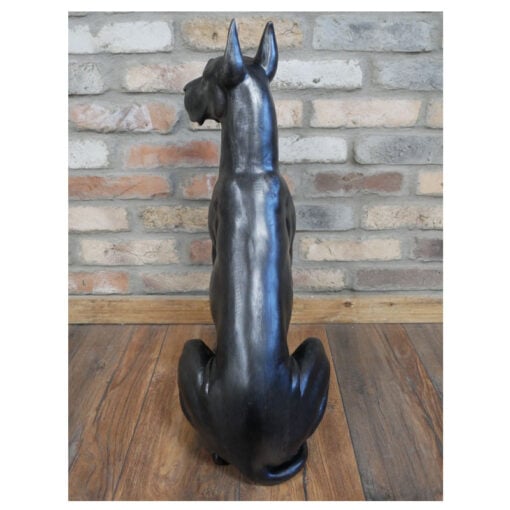 Boho Large Sitting Great Dane Black Resin Dog Statue 66cm