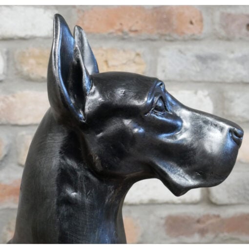 Boho Large Sitting Great Dane Black Resin Dog Statue 66cm