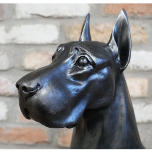 Boho Large Sitting Great Dane Black Resin Dog Statue 66cm