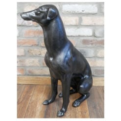 Boho Large Sitting Whippet Black Resin Dog Statue 61cm