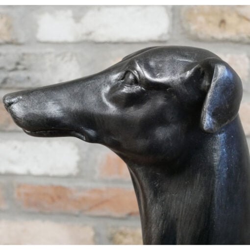 Boho Large Sitting Whippet Black Resin Dog Statue 61cm