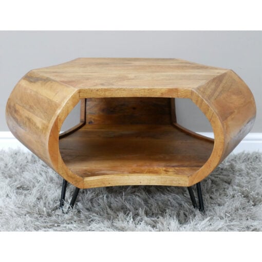 Boho Rustic Solid Mango Wood 2 Tier Coffee Table 60cm