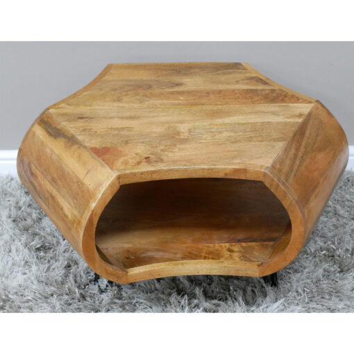 Boho Rustic Solid Mango Wood 2 Tier Coffee Table 60cm