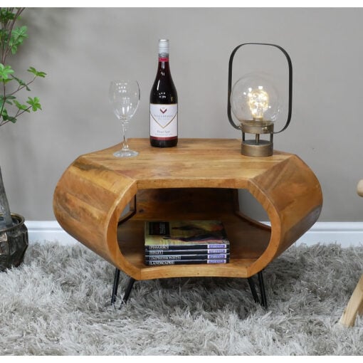 Boho Rustic Solid Mango Wood 2 Tier Coffee Table 60cm