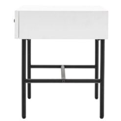 Boho Scandi White Wood And Black Metal 1 Scalloped Drawer Bedside Cabinet Side Table