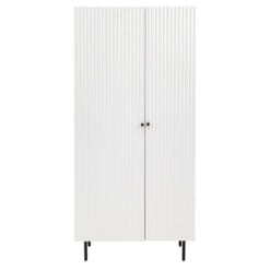 Boho Scandi White Wood And Black Metal 2 Scalloped Door Wardrobe 178cm