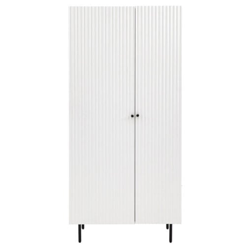 Boho Scandi White Wood And Black Metal 2 Scalloped Door Wardrobe 178cm