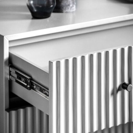 Boho Scandi White Wood And Black Metal 3 Scalloped Drawer Chest Of Drawers