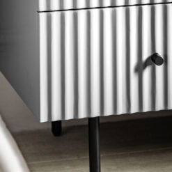 Boho Scandi White Wood And Black Metal 3 Scalloped Drawer Chest Of Drawers