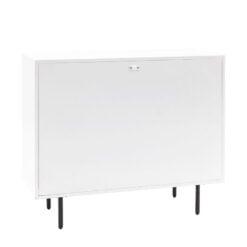 Boho Scandi White Wood And Black Metal 3 Scalloped Drawer Chest Of Drawers