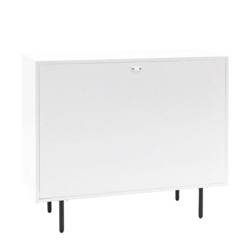 Boho Scandi White Wood And Black Metal 3 Scalloped Drawer Chest Of Drawers