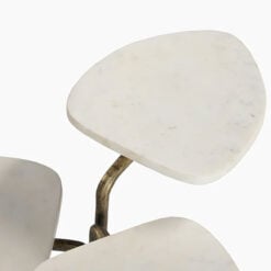 Boho Three Top Antique Gold Metal And White Marble Side Table