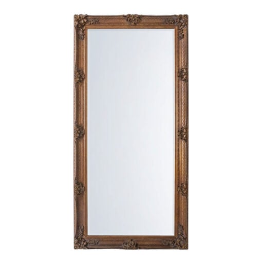French Baroque Rustic Country Carved Gold Wood Floor Leaner Mirror 165cm