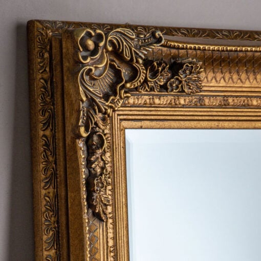 French Baroque Rustic Country Carved Gold Wood Floor Leaner Mirror 165cm
