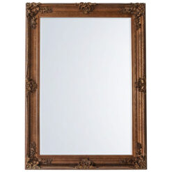 French Baroque Rustic Country Carved Gold Wood Large Wall Mirror 109cm