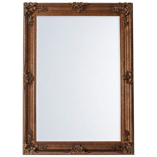 French Baroque Rustic Country Carved Gold Wood Large Wall Mirror 109cm