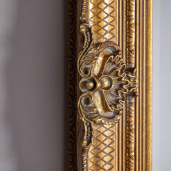 French Baroque Rustic Country Carved Gold Wood Large Wall Mirror 109cm