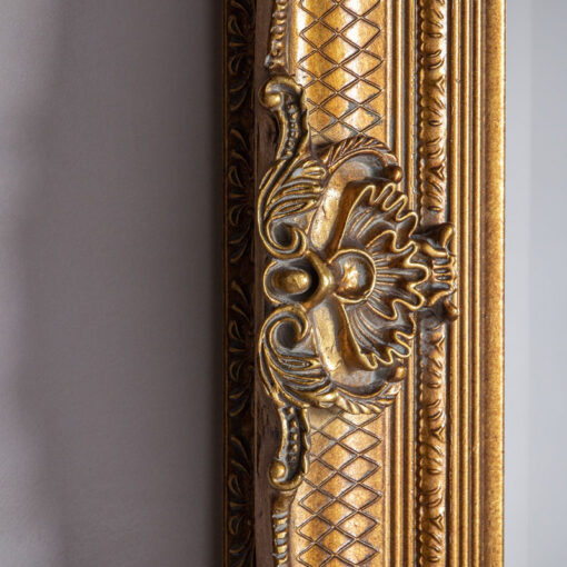 French Baroque Rustic Country Carved Gold Wood Large Wall Mirror 109cm