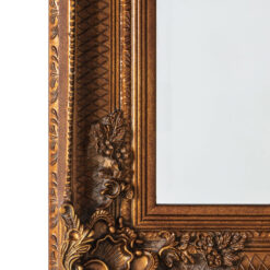 French Baroque Rustic Country Carved Gold Wood Large Wall Mirror 109cm