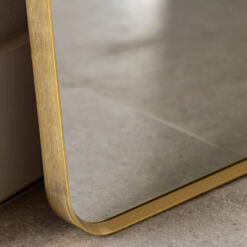 Full Length Floor Leaner Arched Gold Metal Mirror 180cm